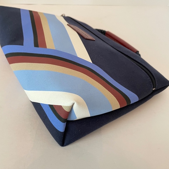 NEW Longchamp Canvas Clutch "Club" Blue- Made in France- Hand Bag - Picture 6 of 12